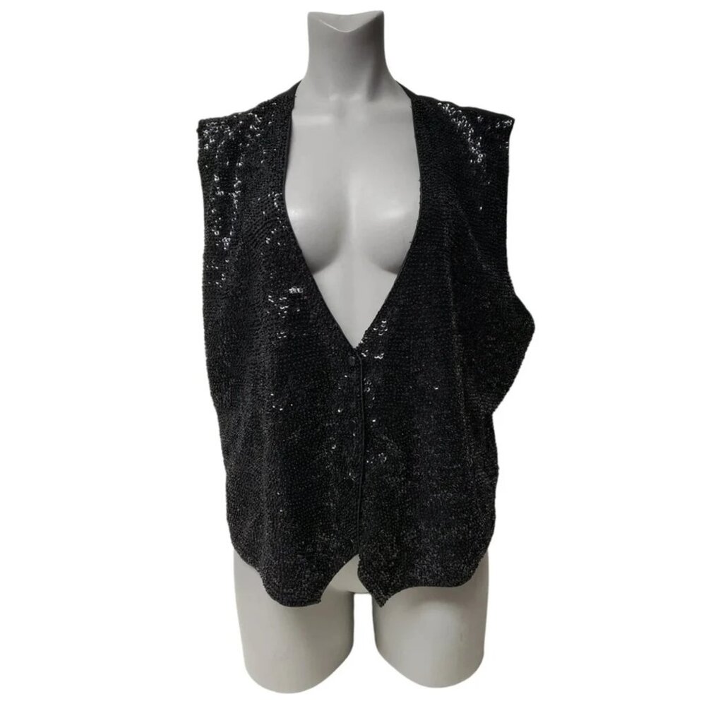 90s Halsey Collection beaded and sequined vest . size 3X